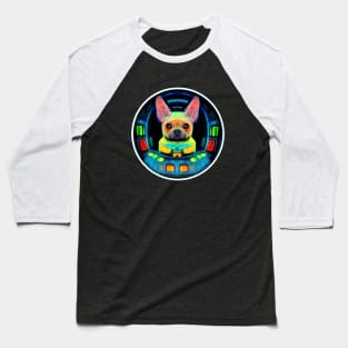 French Bulldog Moon Spaceship Baseball T-Shirt